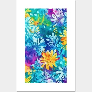 Rainbow flowers Posters and Art